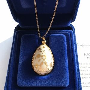 Egg pendant 24k decorated bisque porcelain
